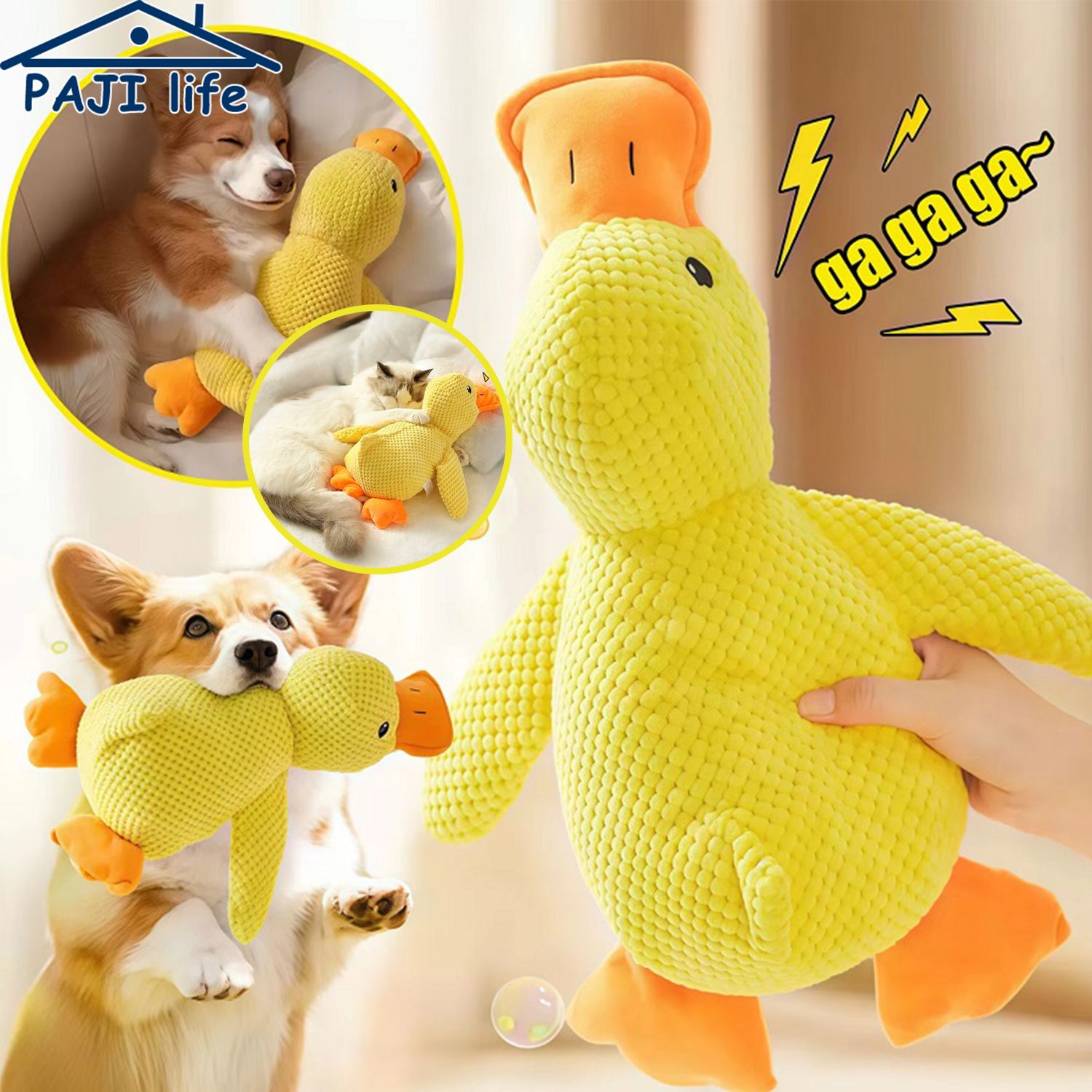 Brinquedo de cachorro de pato de pelúcia resistente ao mastigar